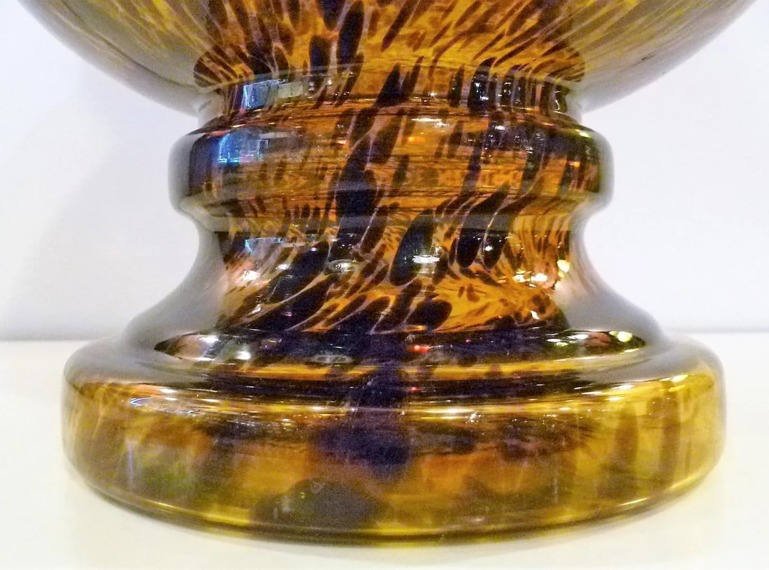 1960s Tall Tortoise Shell Pattern Italian Modern Glass Urn - 9