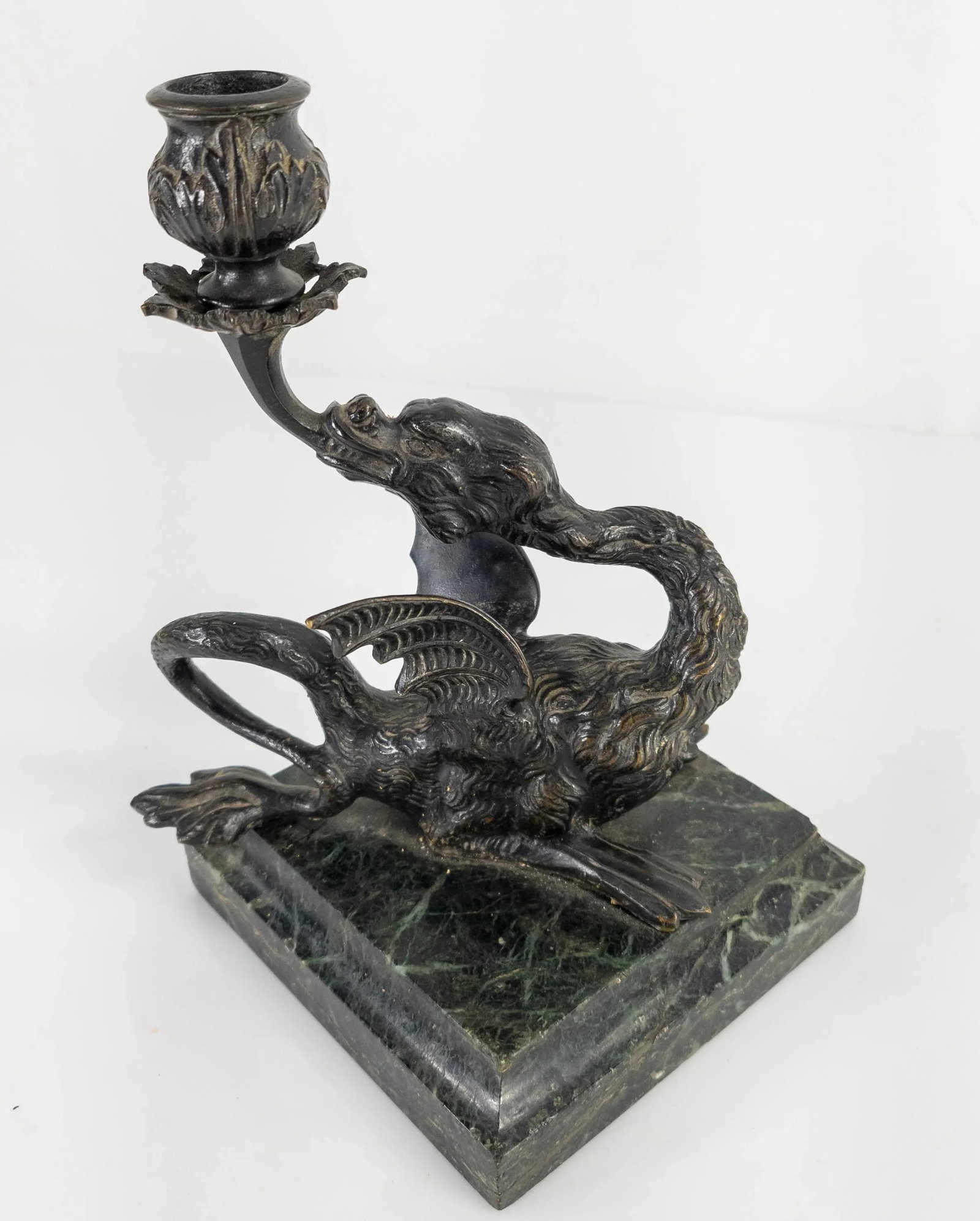 Late 19th Century Italian Grand Tour Bronze Dragon Candlestick Holder - 2