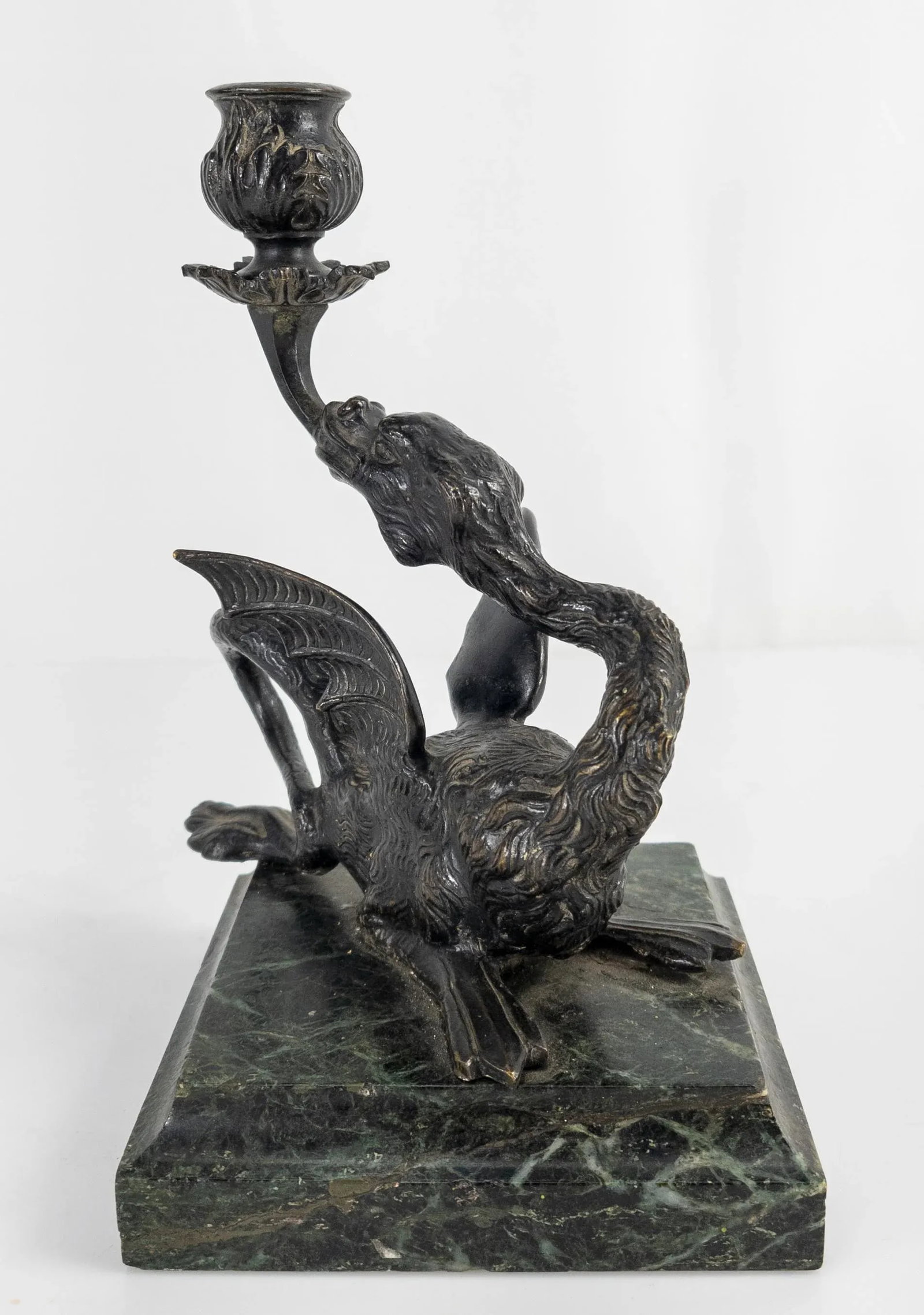 Late 19th Century Italian Grand Tour Bronze Dragon Candlestick Holder - 3