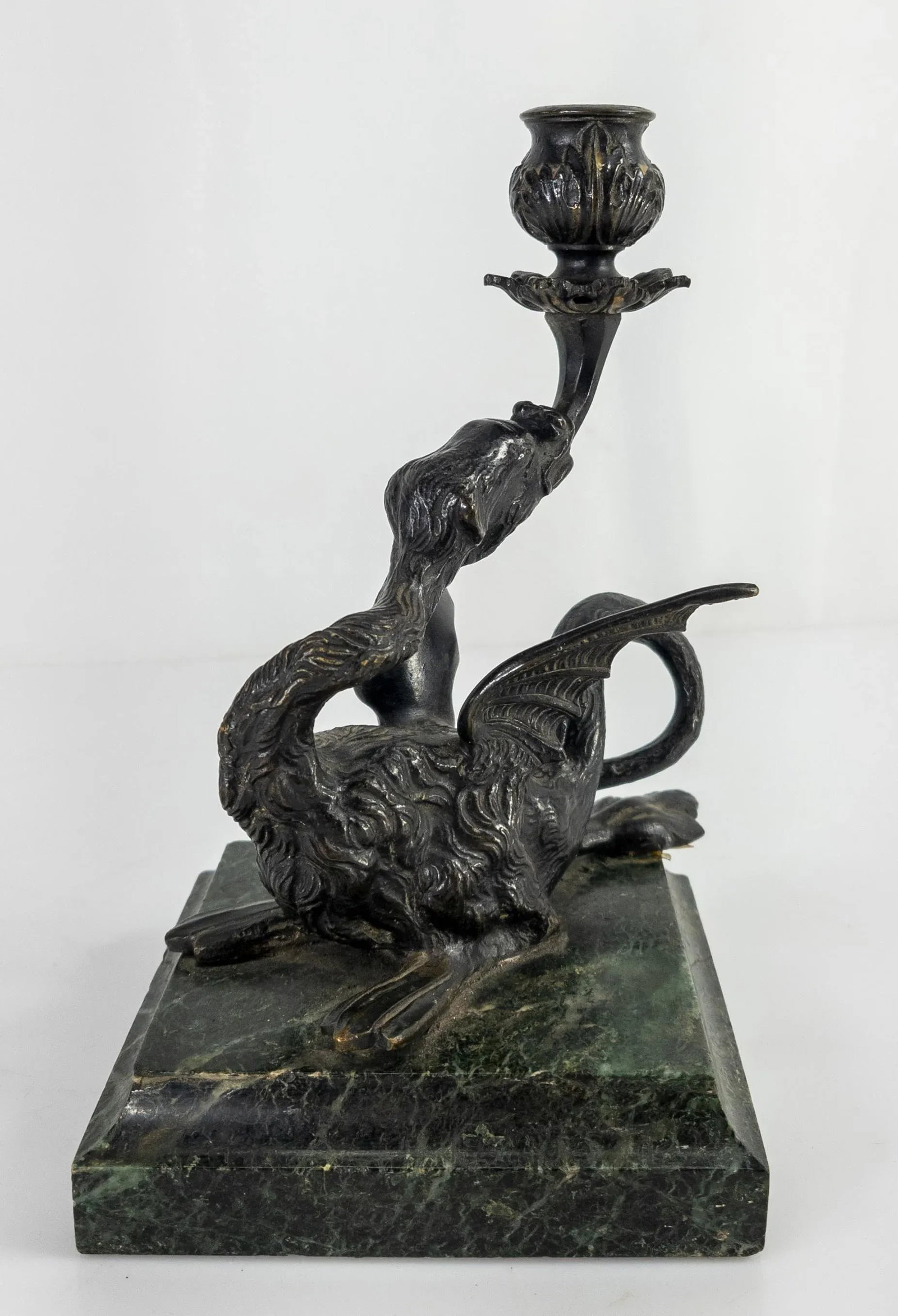 Late 19th Century Italian Grand Tour Bronze Dragon Candlestick Holder - 4
