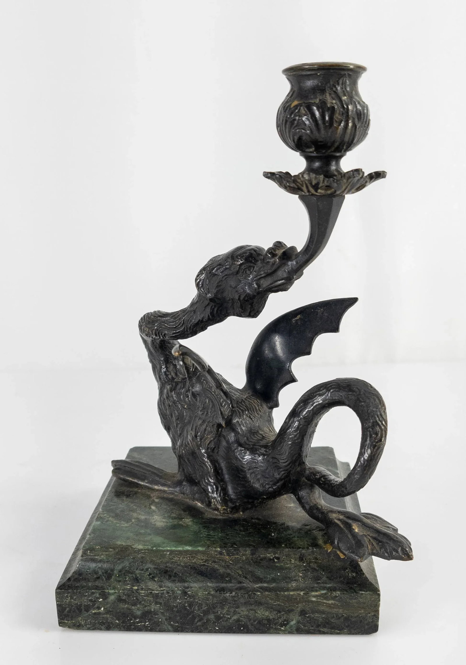 Late 19th Century Italian Grand Tour Bronze Dragon Candlestick Holder - 5