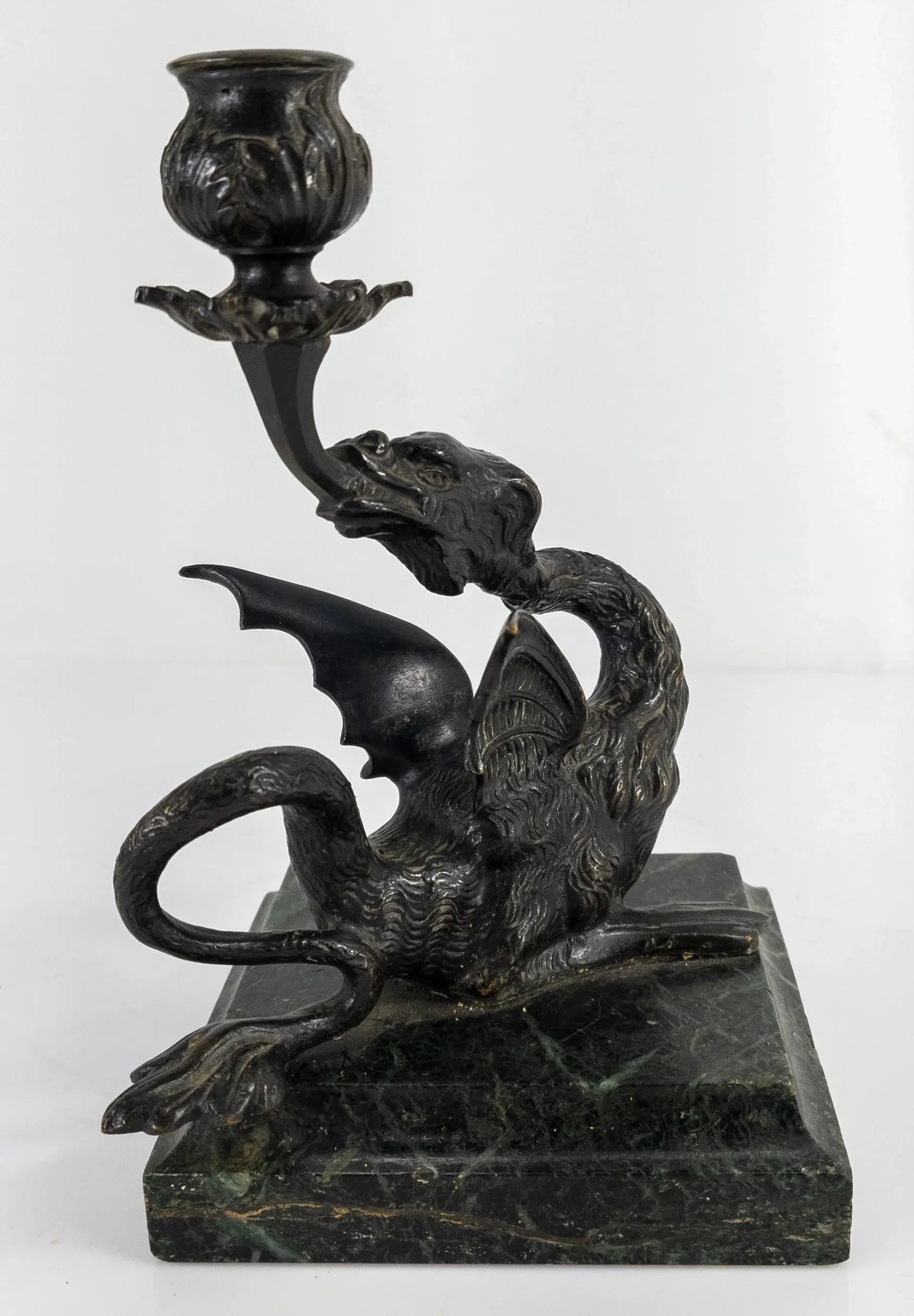 Late 19th Century Italian Grand Tour Bronze Dragon Candlestick Holder - 6