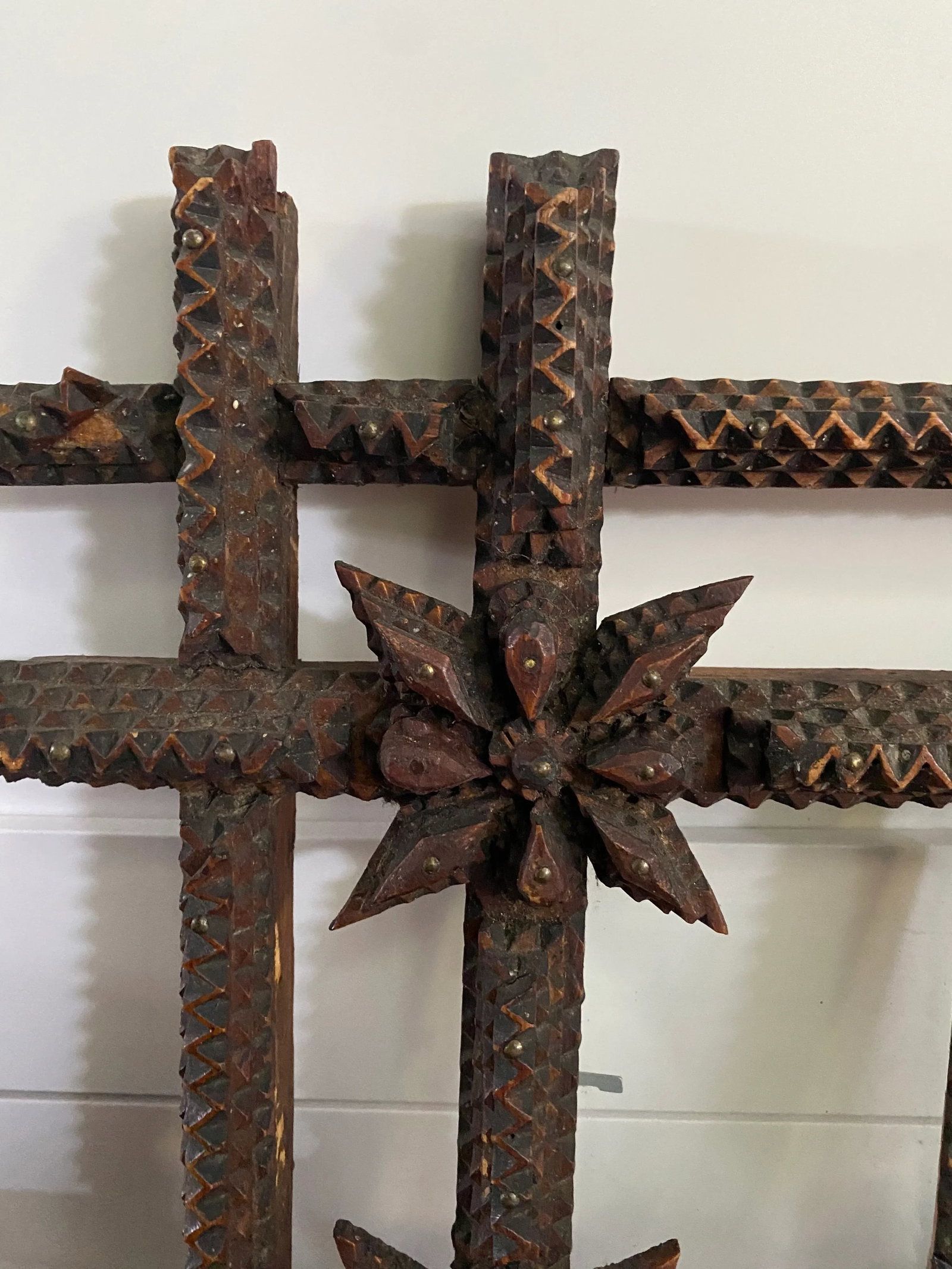 Antique Tramp Art Double Frame - 2