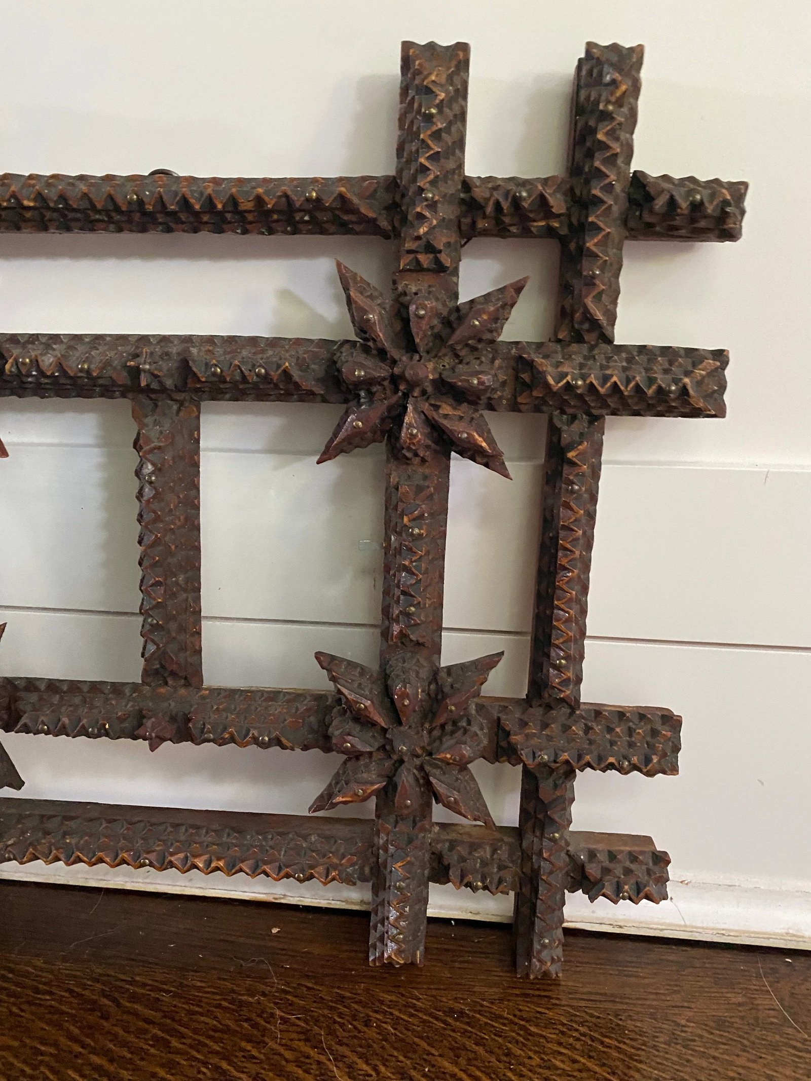 Antique Tramp Art Double Frame - 5