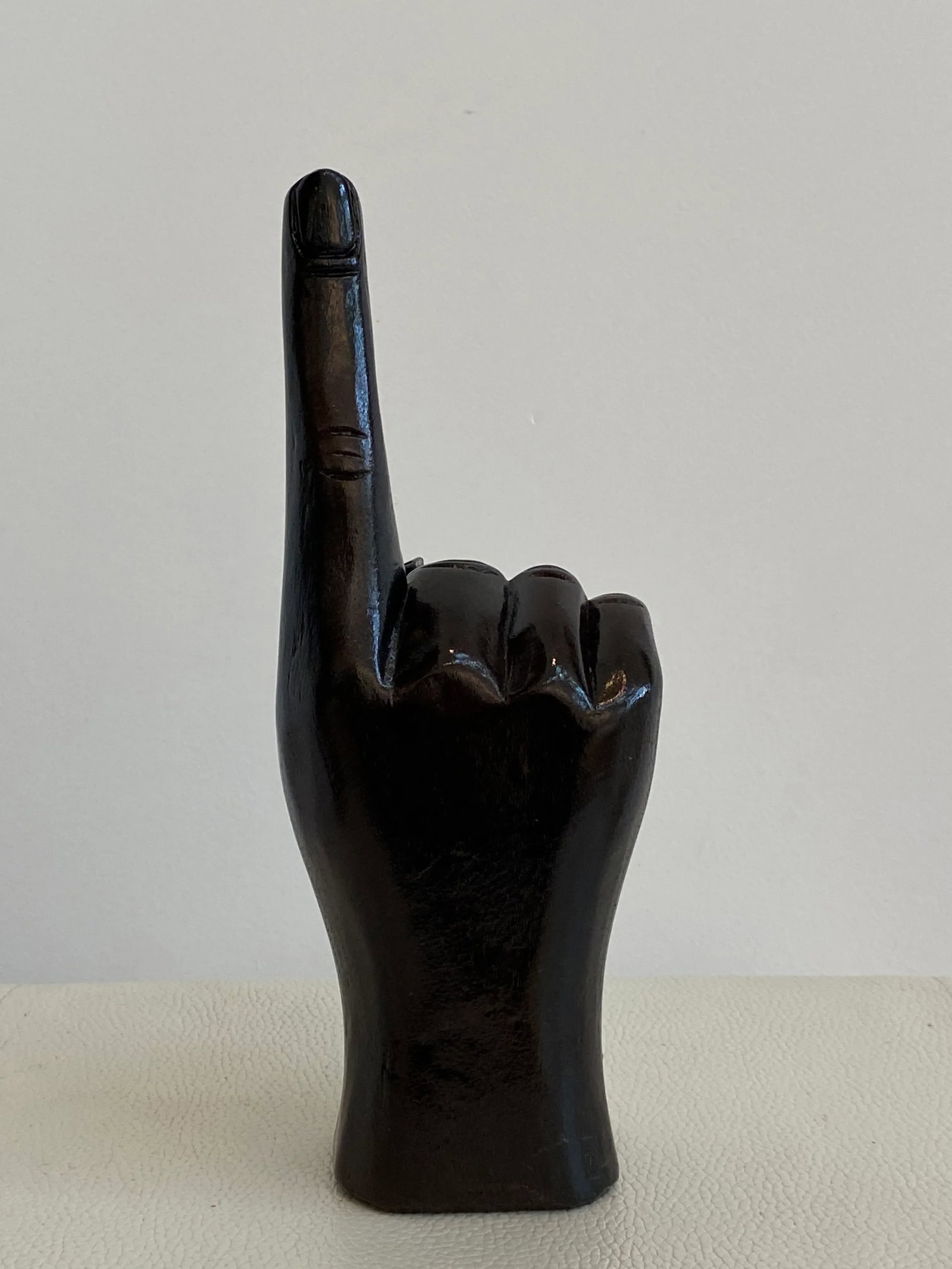 Vintage "Number One" Wooden Hand Sculpture - 3