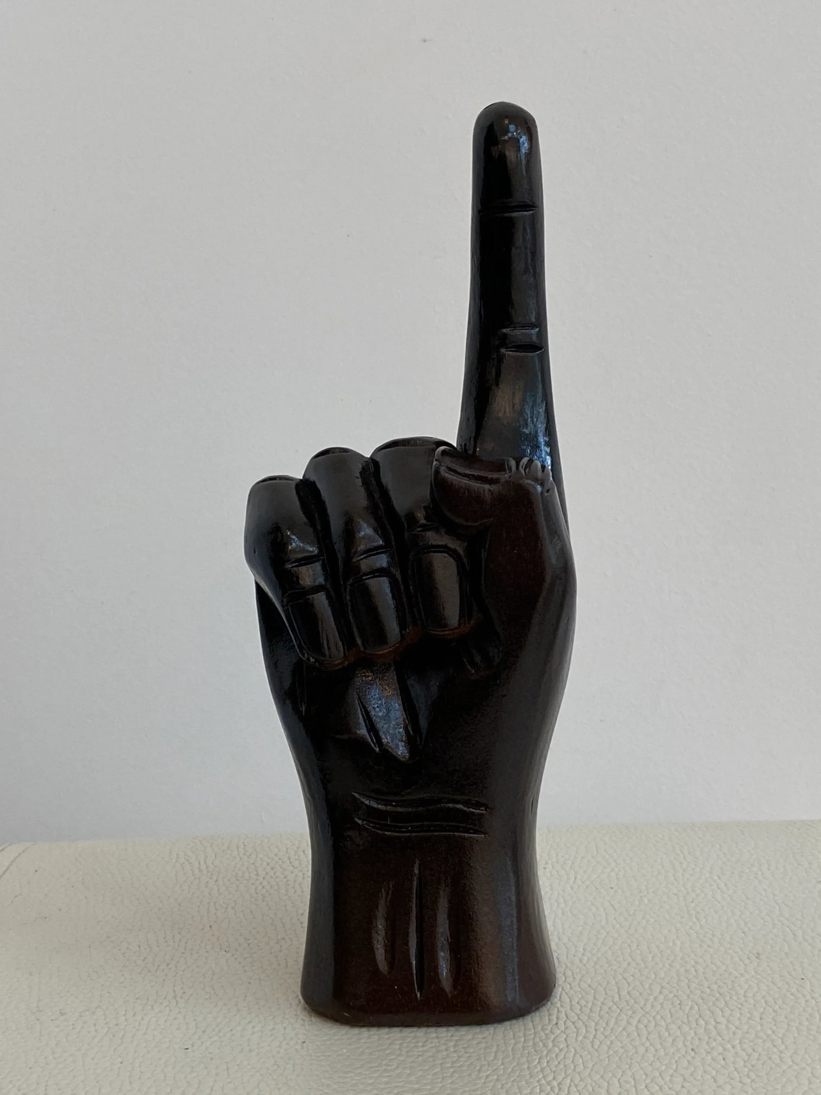 Vintage "Number One" Wooden Hand Sculpture - 6