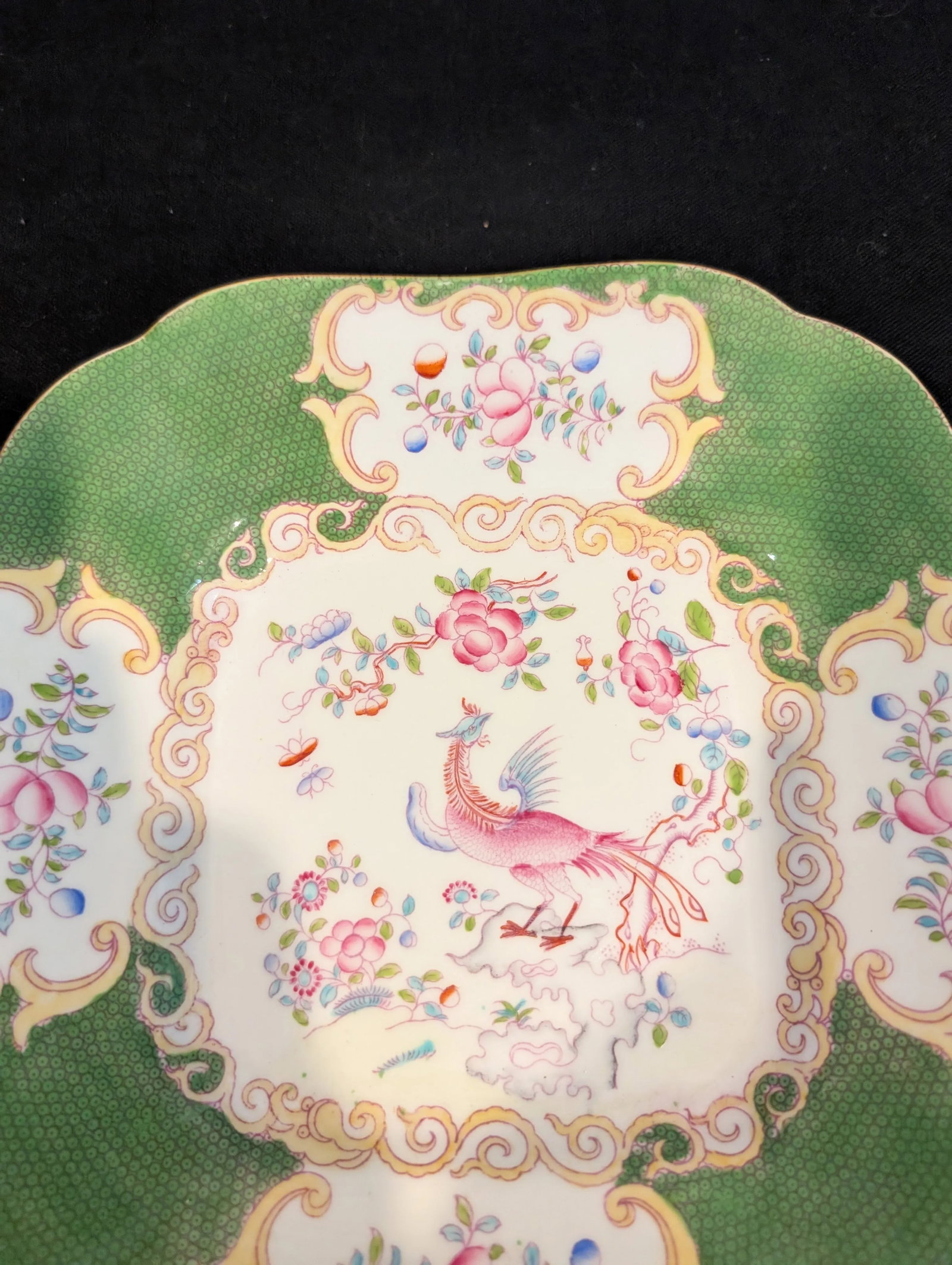 Early 20th Century Minton Cockatrice Square Serving Platter - Hand-Painted English Bone China - 3