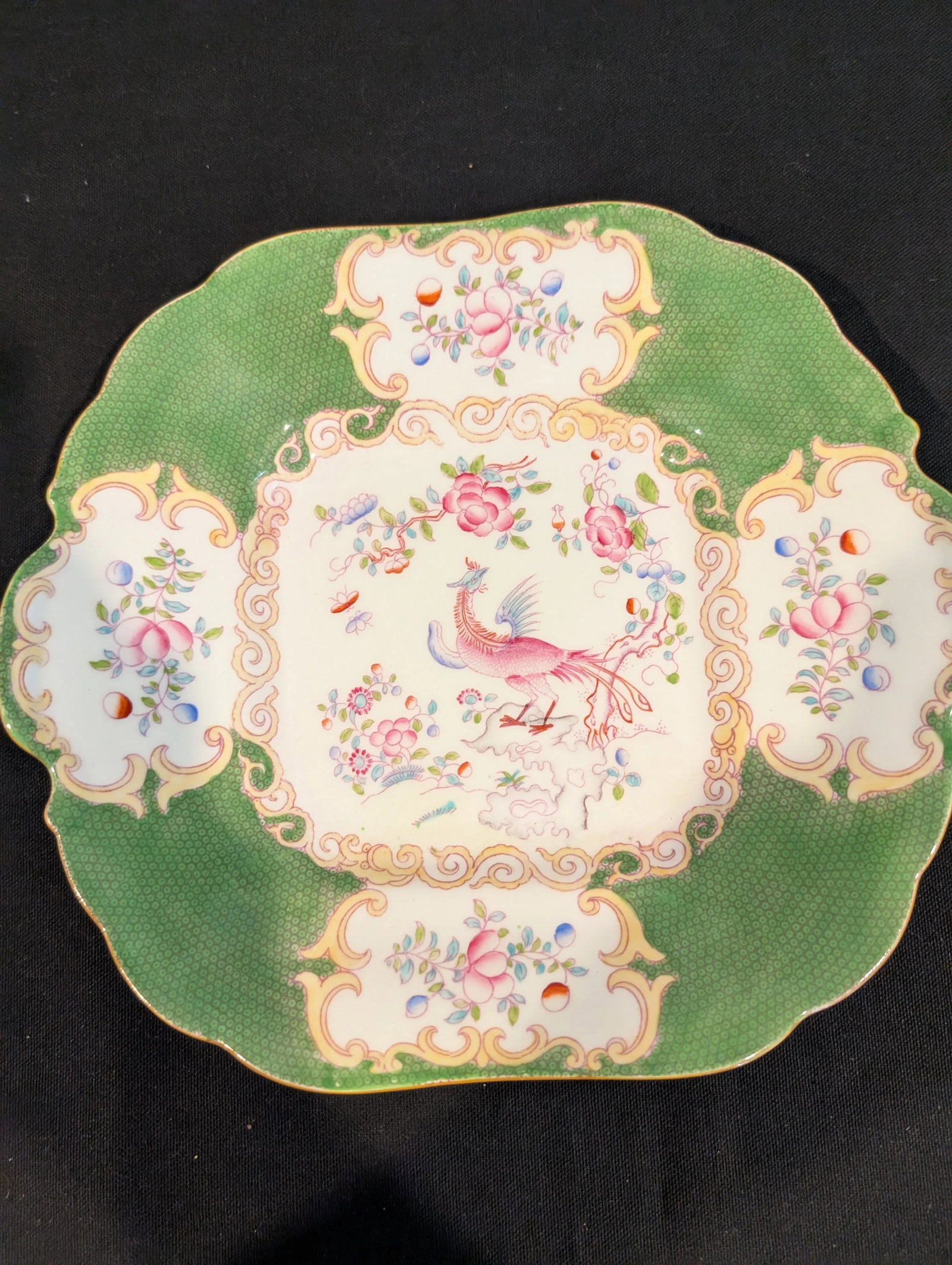 Early 20th Century Minton Cockatrice Square Serving Platter - Hand-Painted English Bone China - 6
