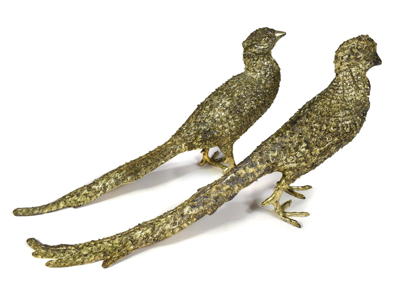 Vintage Silver Plated Male and Female Pheasant Long Tail Hunting Birds - a Pair - 2