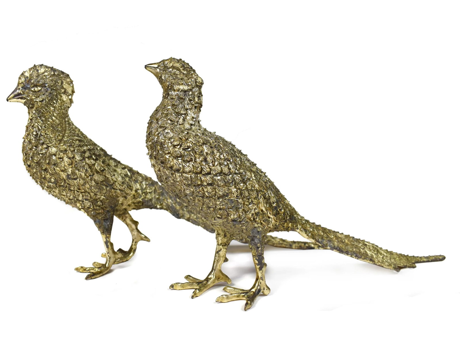 Vintage Silver Plated Male and Female Pheasant Long Tail Hunting Birds - a Pair - 3