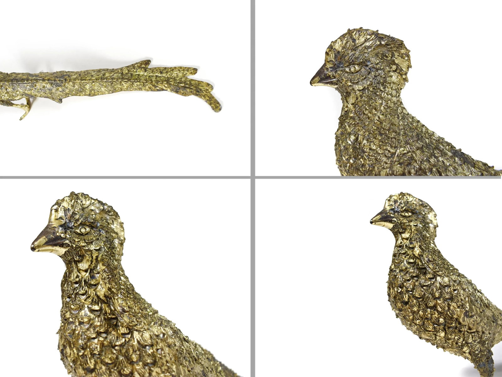 Vintage Silver Plated Male and Female Pheasant Long Tail Hunting Birds - a Pair - 8
