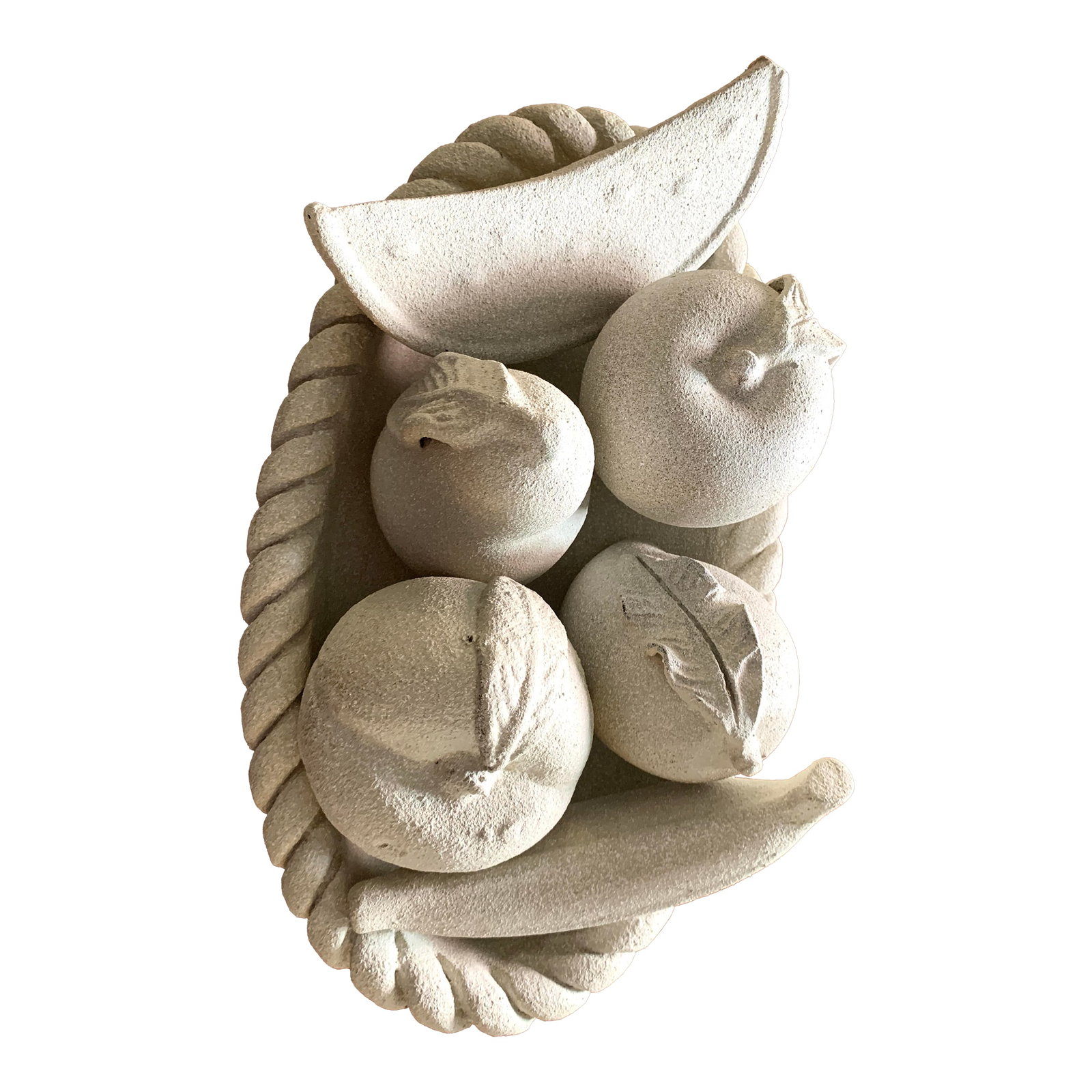 Vintage Stone Composite Fruit Bowl Centerpiece With Rope Edge (1 of 9)