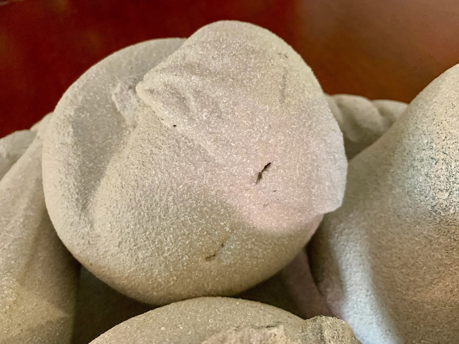 Vintage Stone Composite Fruit Bowl Centerpiece With Rope Edge - 6