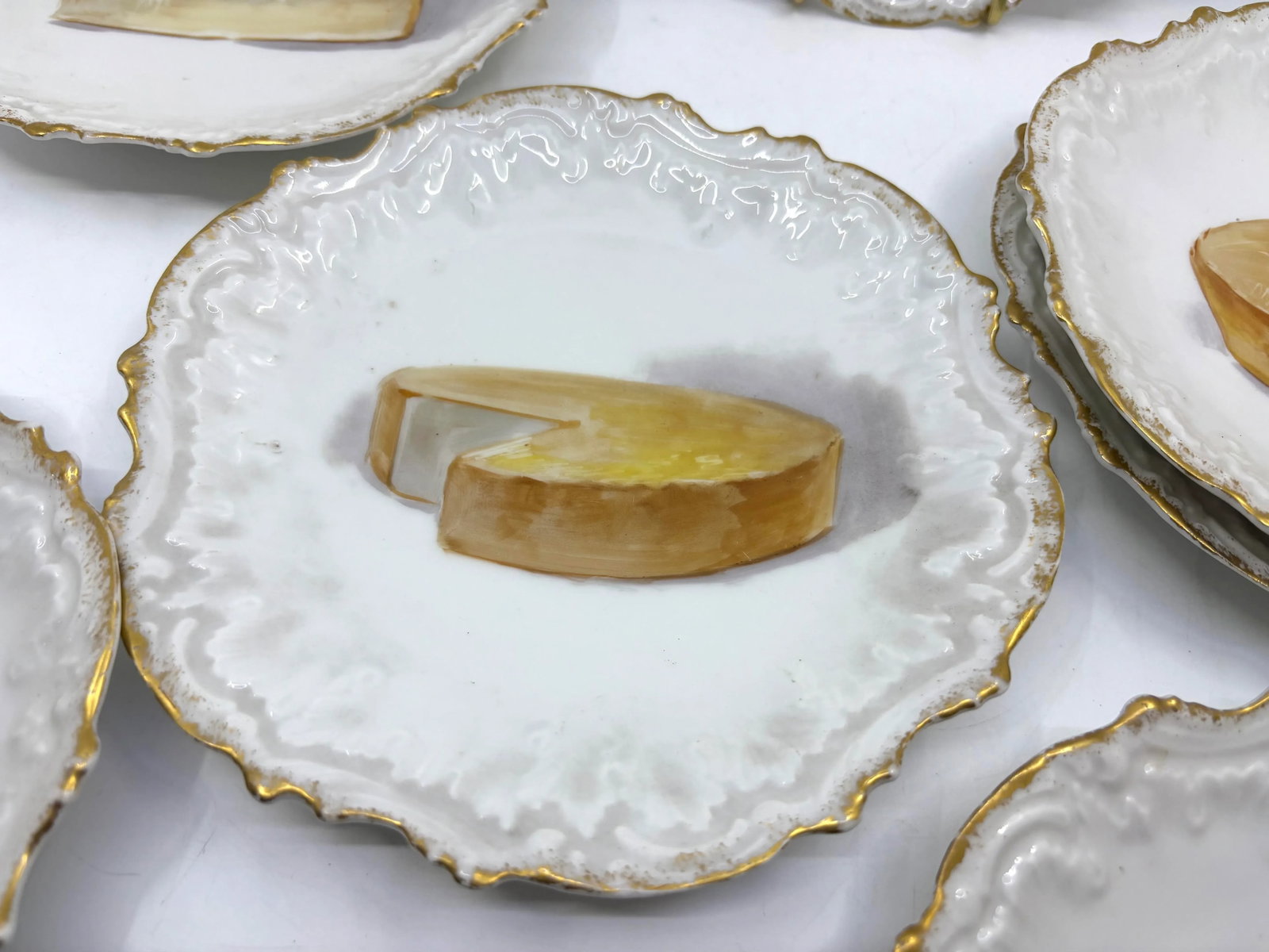 Early 20th Century Antique Hand Painted Formage Cheese Limoges- A Set of 10 - 11