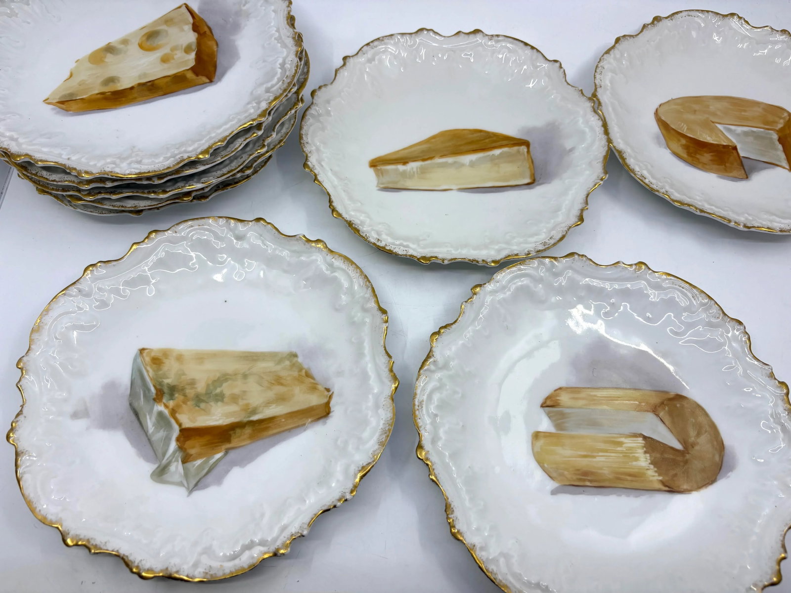 Early 20th Century Antique Hand Painted Formage Cheese Limoges- A Set of 10 - 6