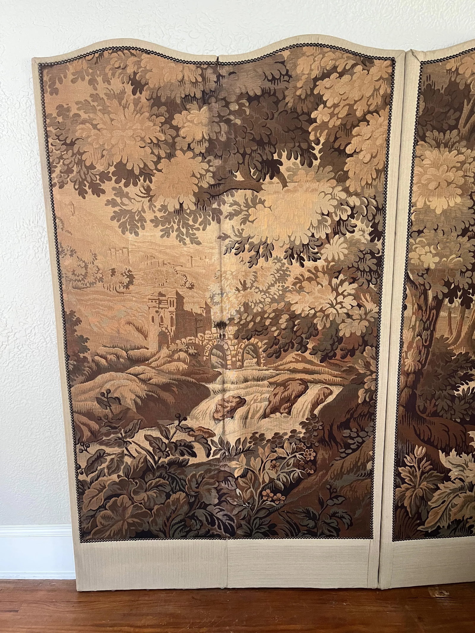 Vintage Tapestry Folding Screen - 5