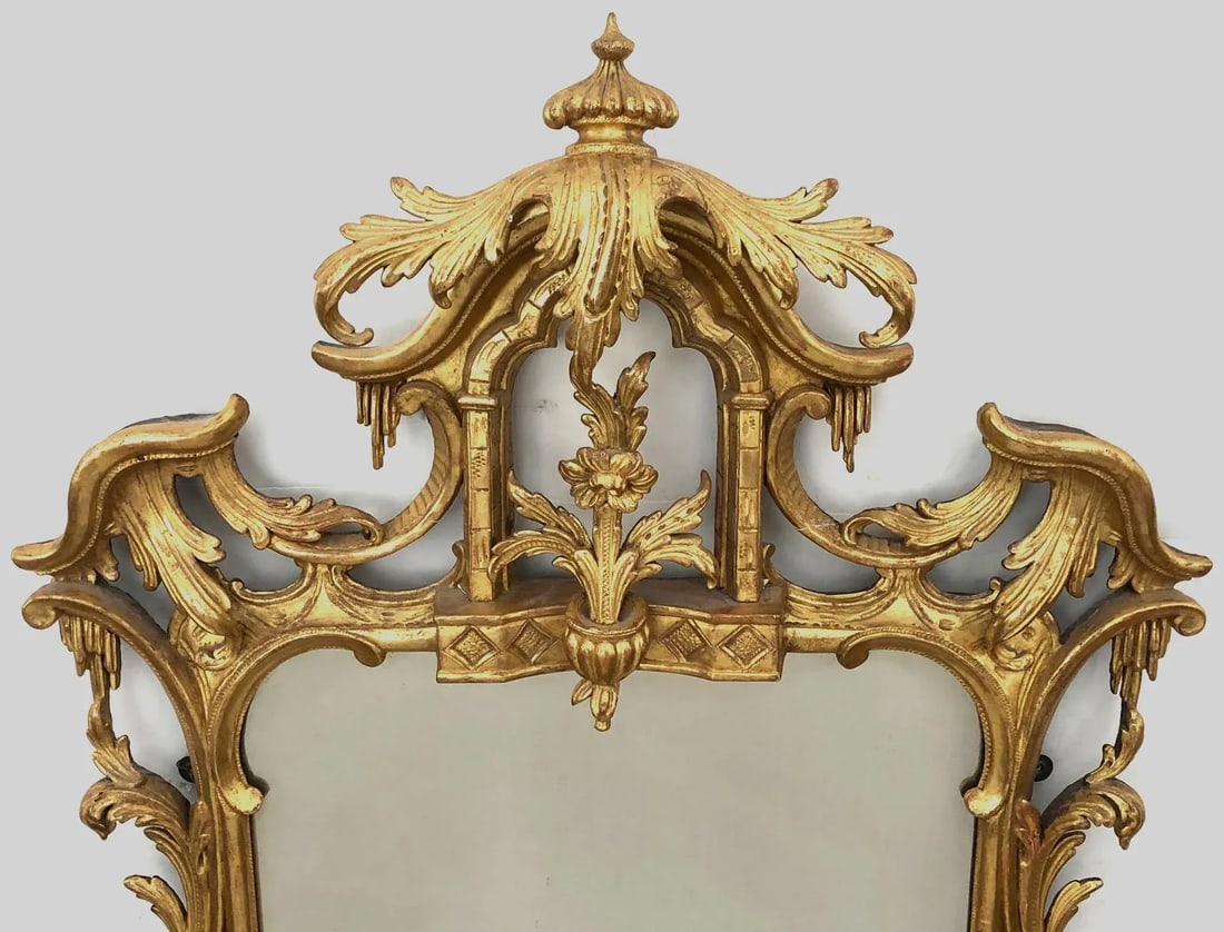 Late 19th Century English Chippendale Style Carved Giltwood Mirror - 6