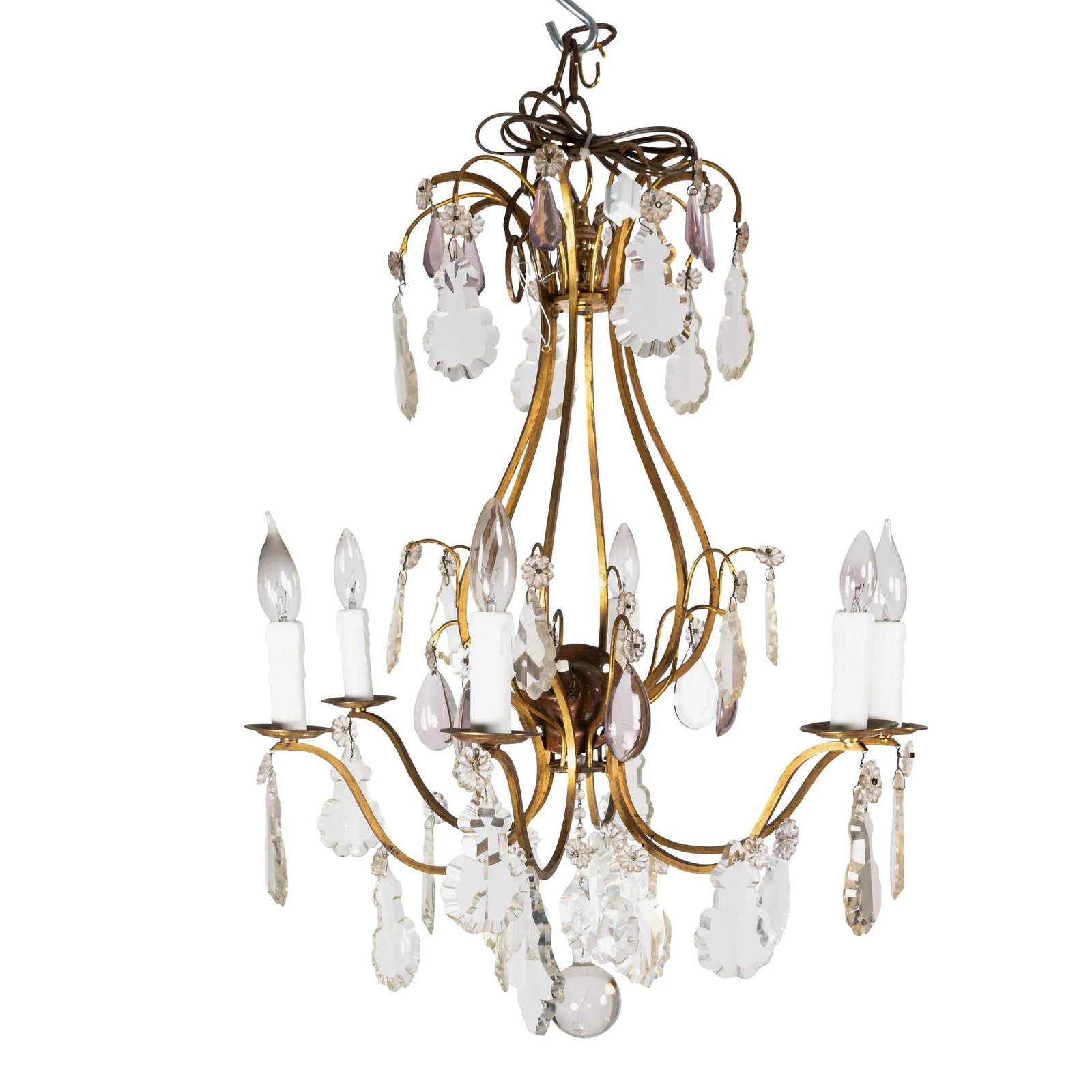 Late 19th Century French Scrolled Brass Chandelier - 10