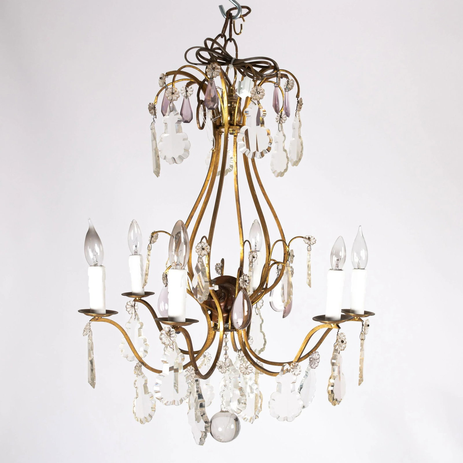 Late 19th Century French Scrolled Brass Chandelier - 2