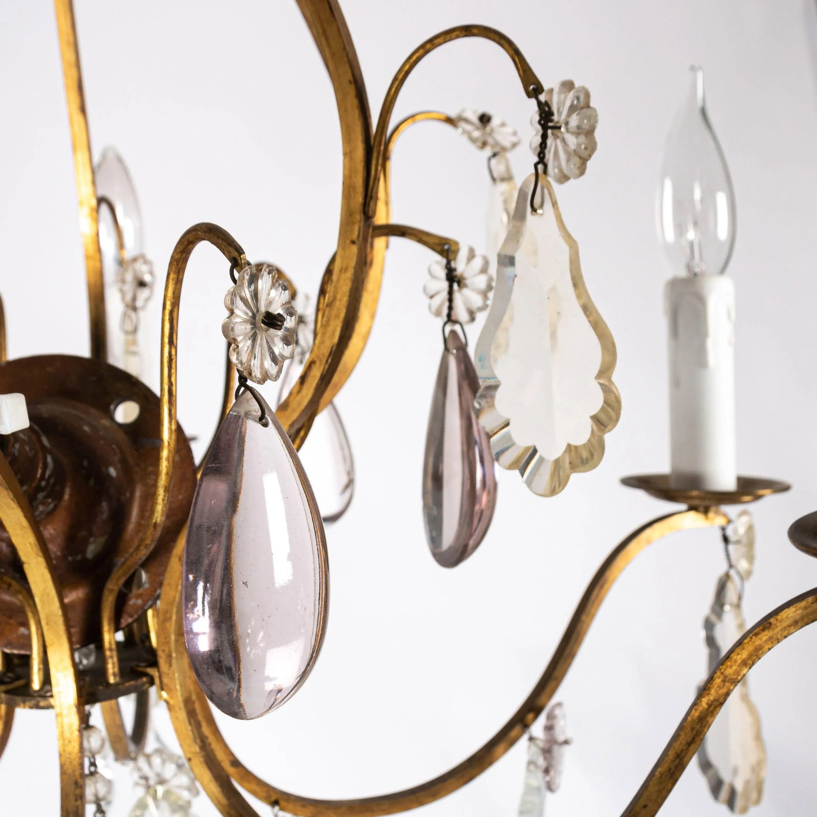 Late 19th Century French Scrolled Brass Chandelier - 8