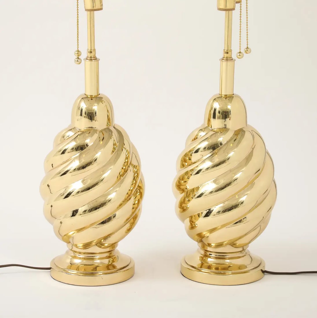 Pair of 1960's Mirror Polished Brass Swirl Lamps by Westwood Industries. - 6