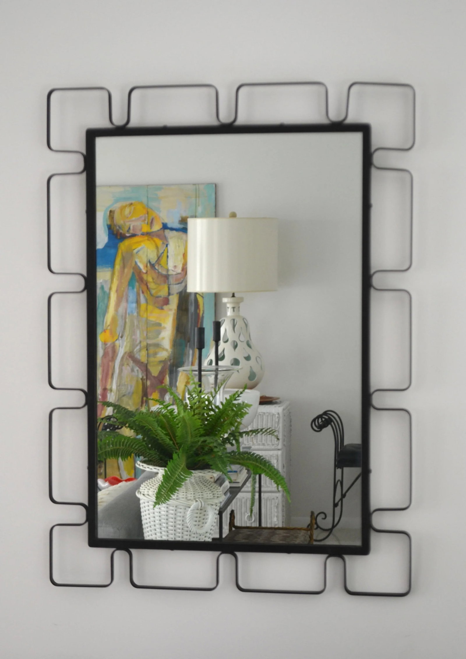 1950s Mid-Century Wrought Iron Wall Mirror - 3