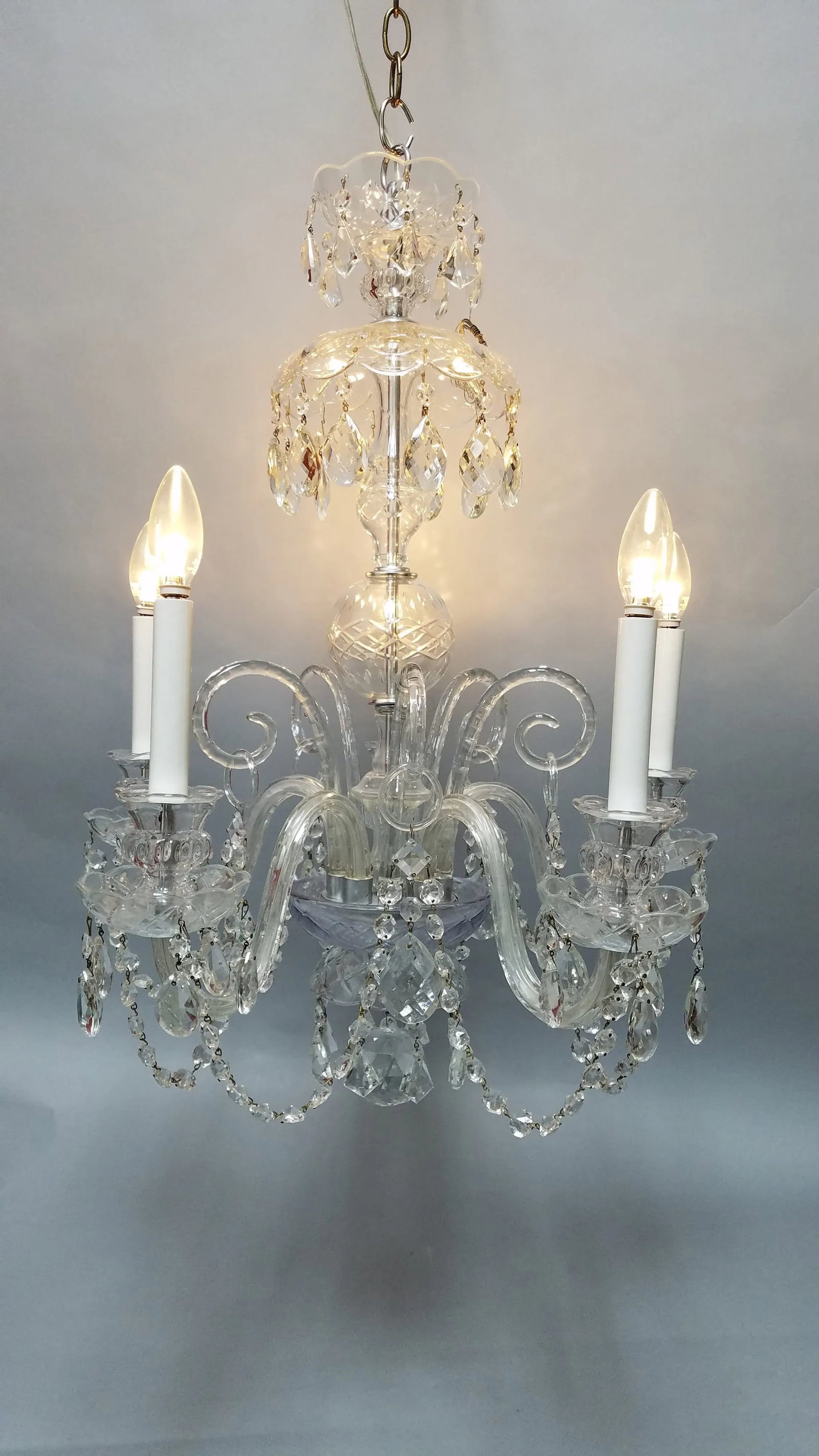1920s Traditional Crystal 5 Arm Chandelier - 2