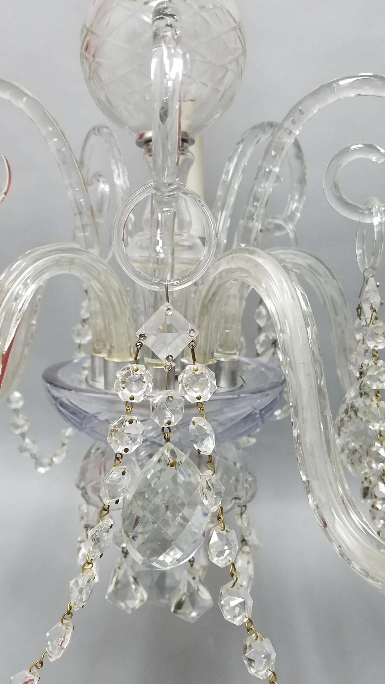 1920s Traditional Crystal 5 Arm Chandelier - 4
