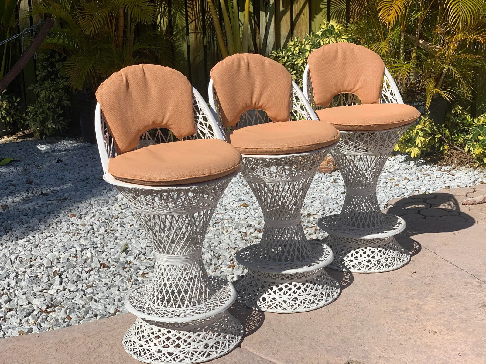Russell Woodard Spun Fiberglass Barstools - Set of 3 - 2