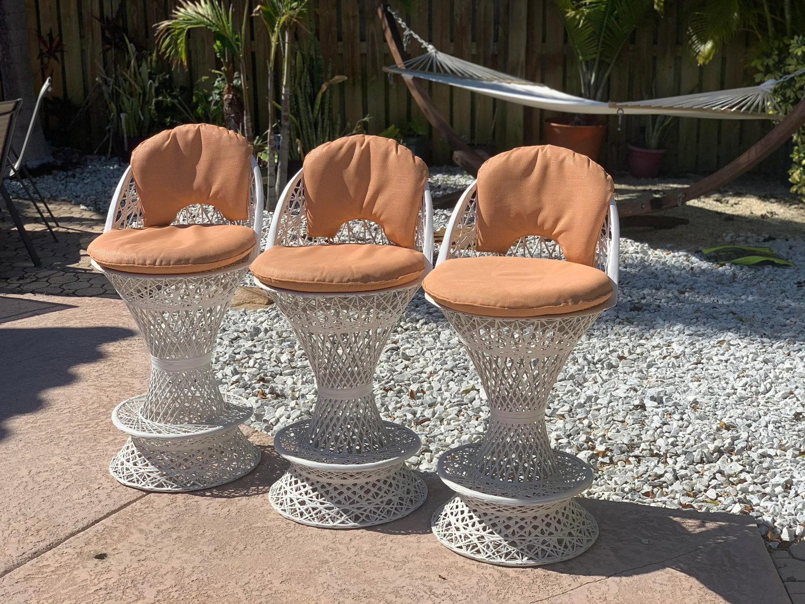 Russell Woodard Spun Fiberglass Barstools - Set of 3 - 6