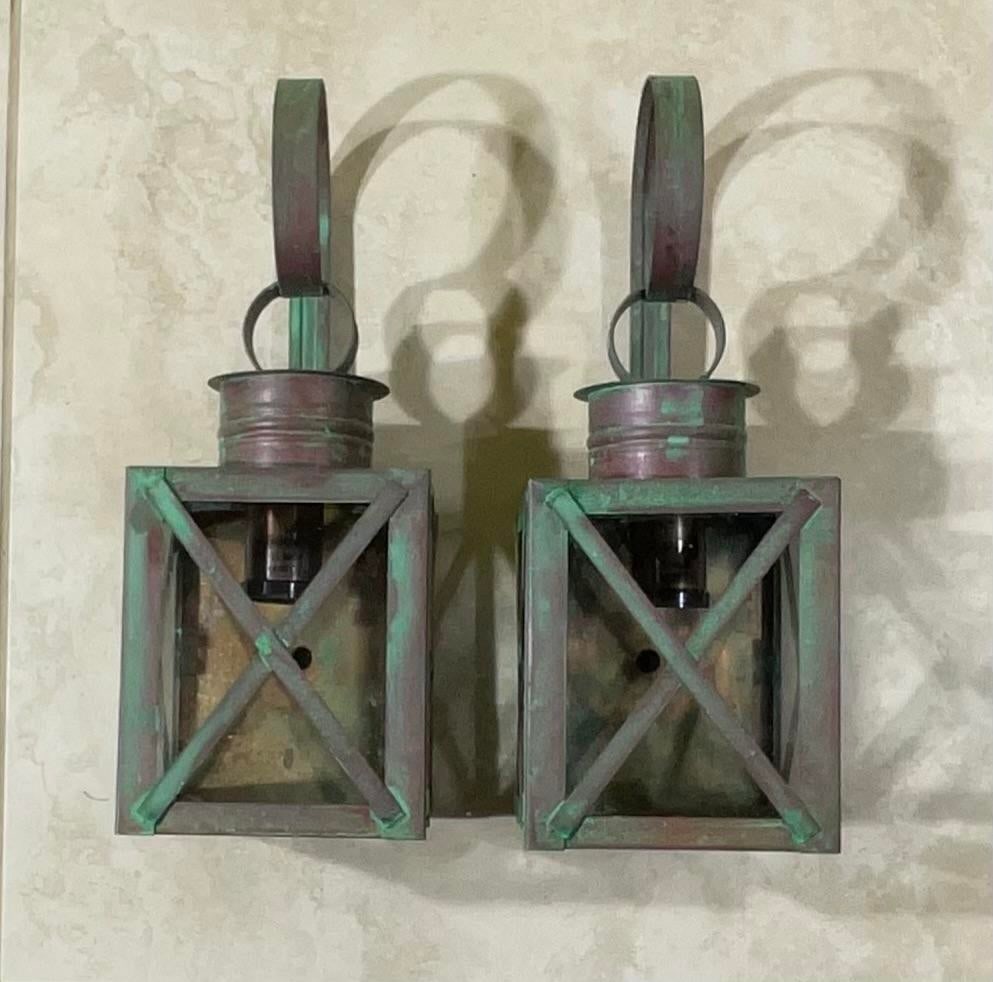 Funky Pair of Solid Copper Wall Lantern -13"h X 5"w X 5".75 D - 3
