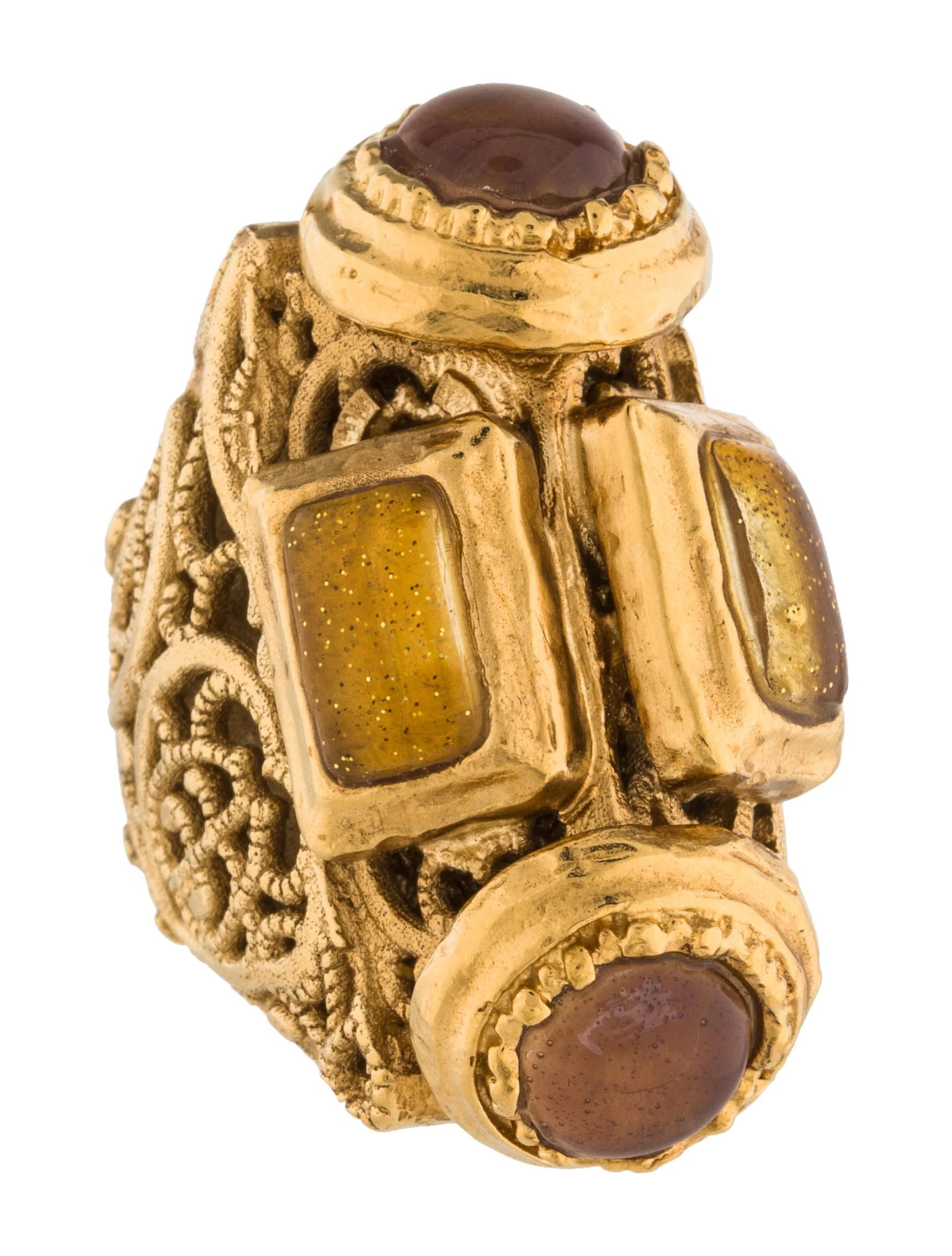 2011 Chanel Ring Size 6.5 Gripoix Metiers d'Art Paris Byzance Goossens Runway Fall Filigree Gold Pla - 6