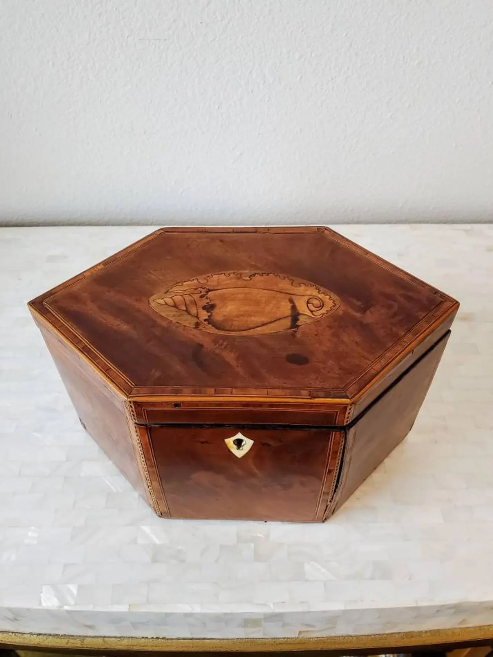 18th/19th Century English Marquetry Inlaid Tea Caddy - 11