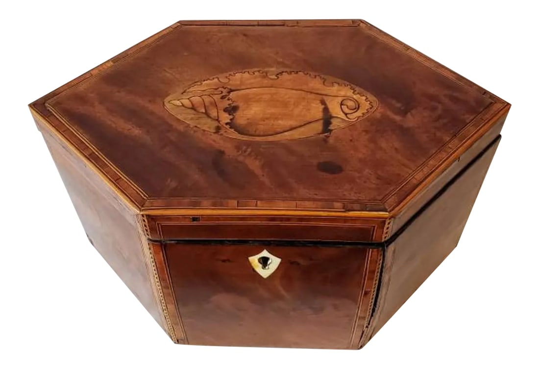 18th/19th Century English Marquetry Inlaid Tea Caddy (1 of 11)