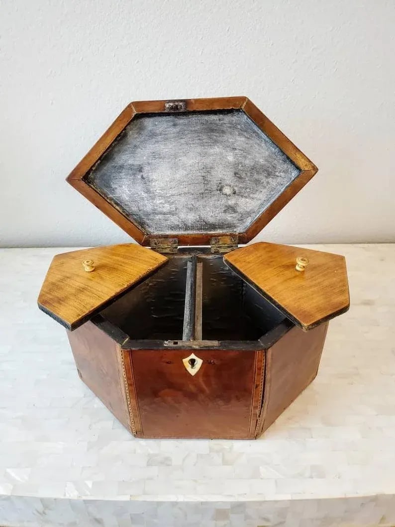 18th/19th Century English Marquetry Inlaid Tea Caddy - 4