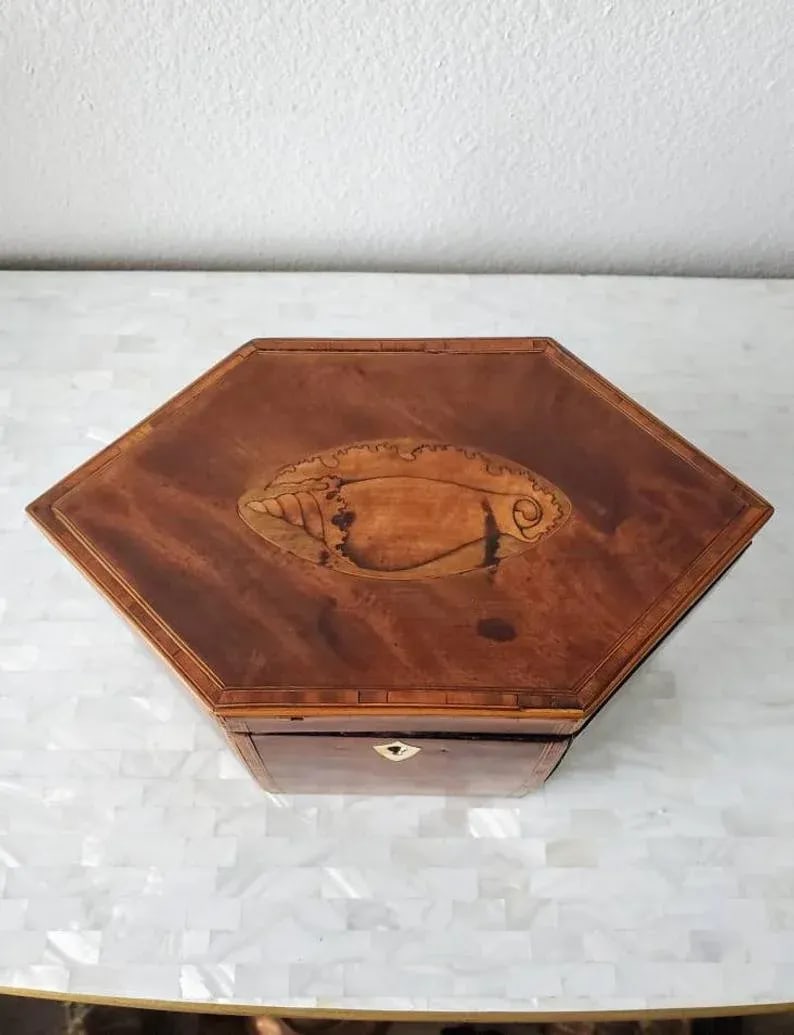 18th/19th Century English Marquetry Inlaid Tea Caddy - 6