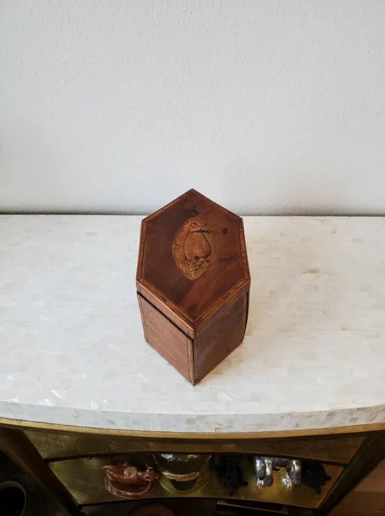 18th/19th Century English Marquetry Inlaid Tea Caddy - 8