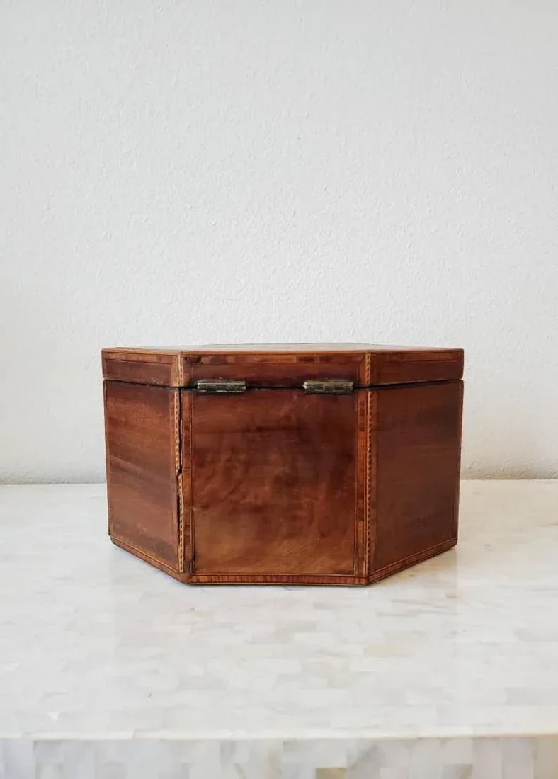 18th/19th Century English Marquetry Inlaid Tea Caddy - 9