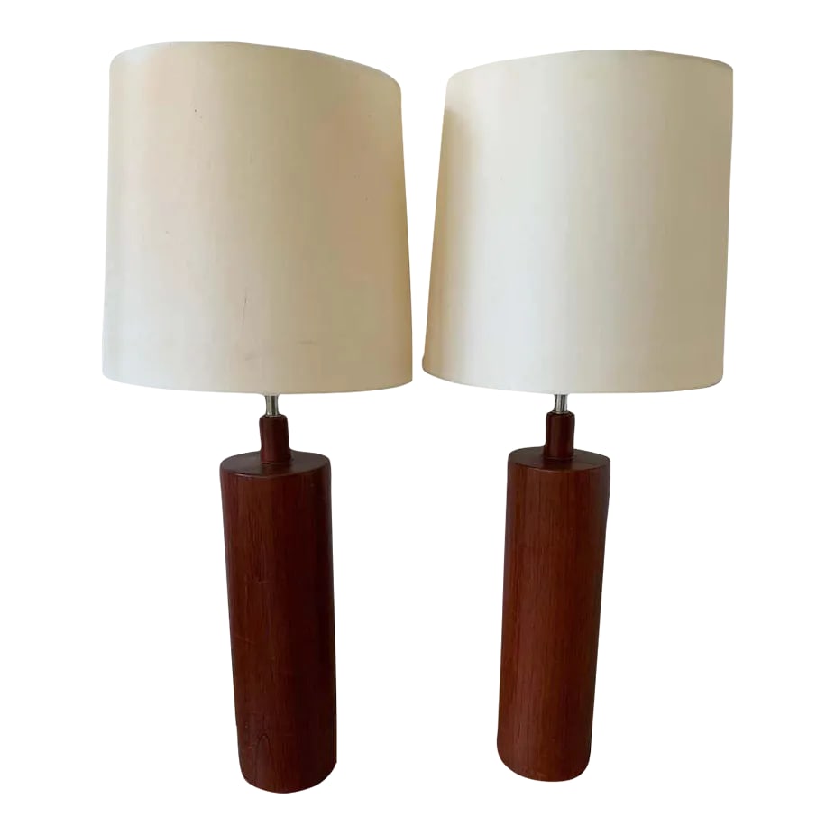 Mid-Century Teak Table Lamps - a Pair (1 of 6)