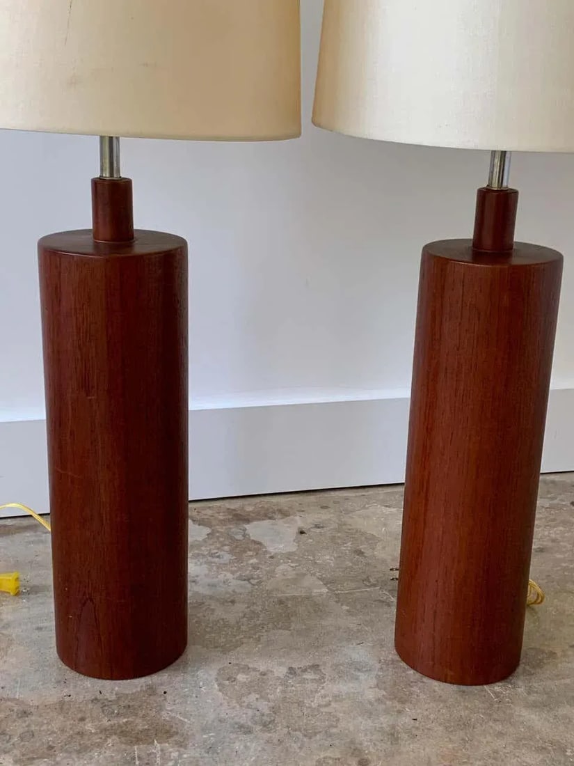 Mid-Century Teak Table Lamps - a Pair - 2
