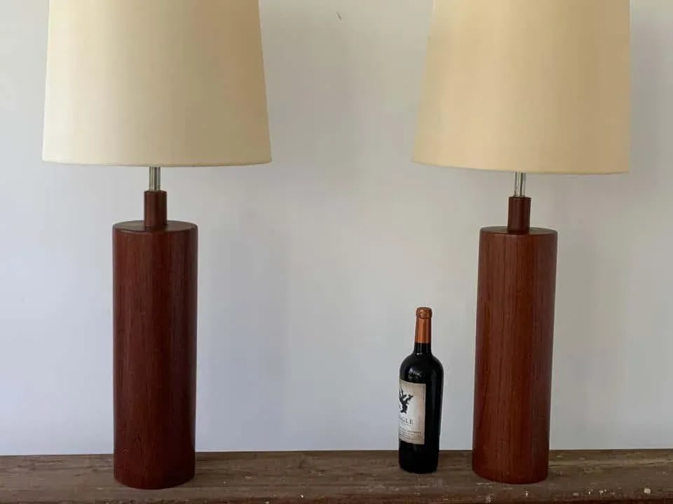 Mid-Century Teak Table Lamps - a Pair - 5