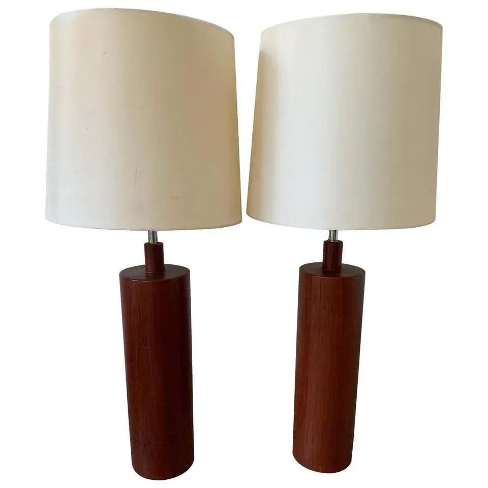 Mid-Century Teak Table Lamps - a Pair - 6