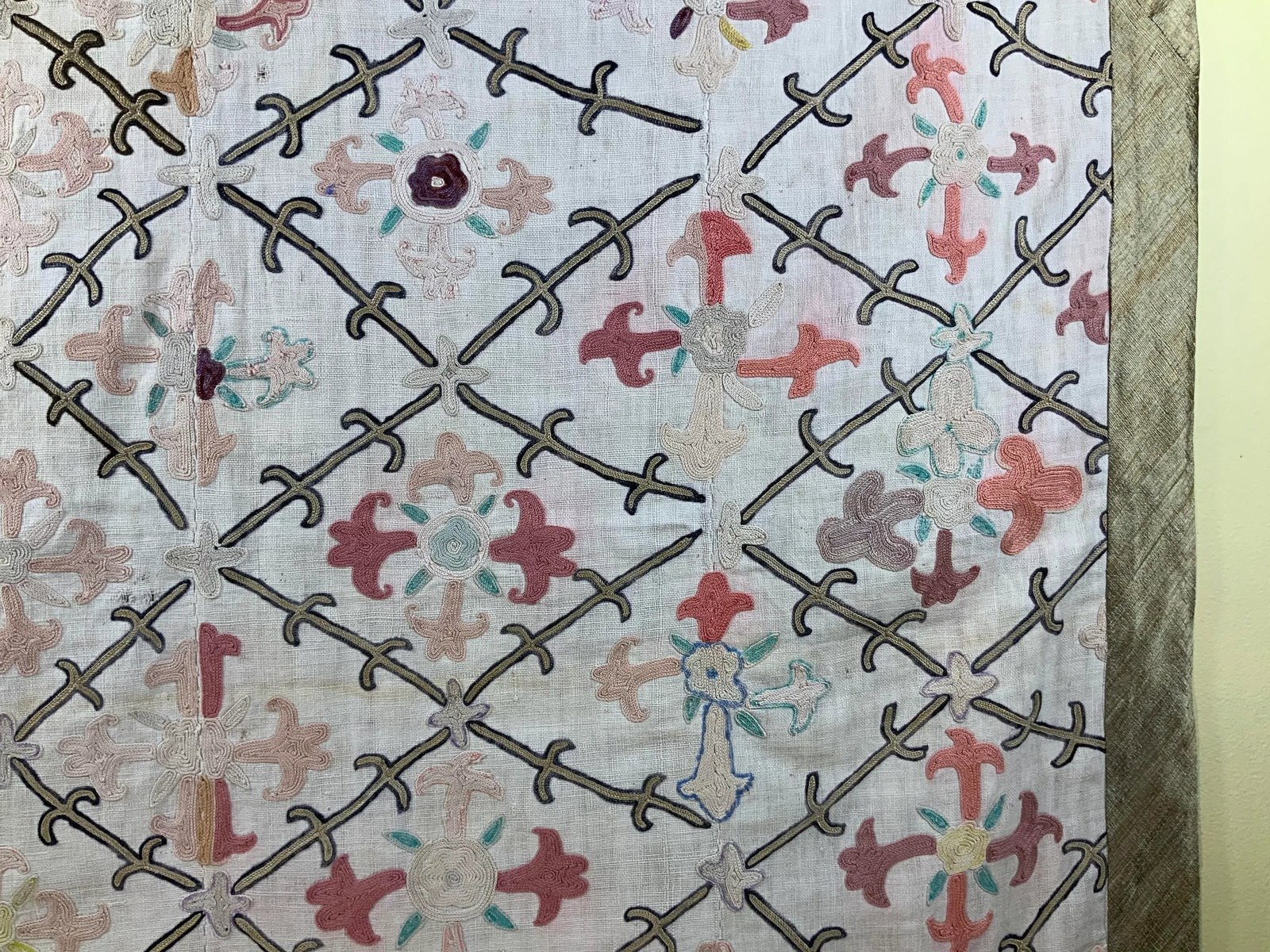 Antique Suzani Fragment Panel Wall Hanging - 10