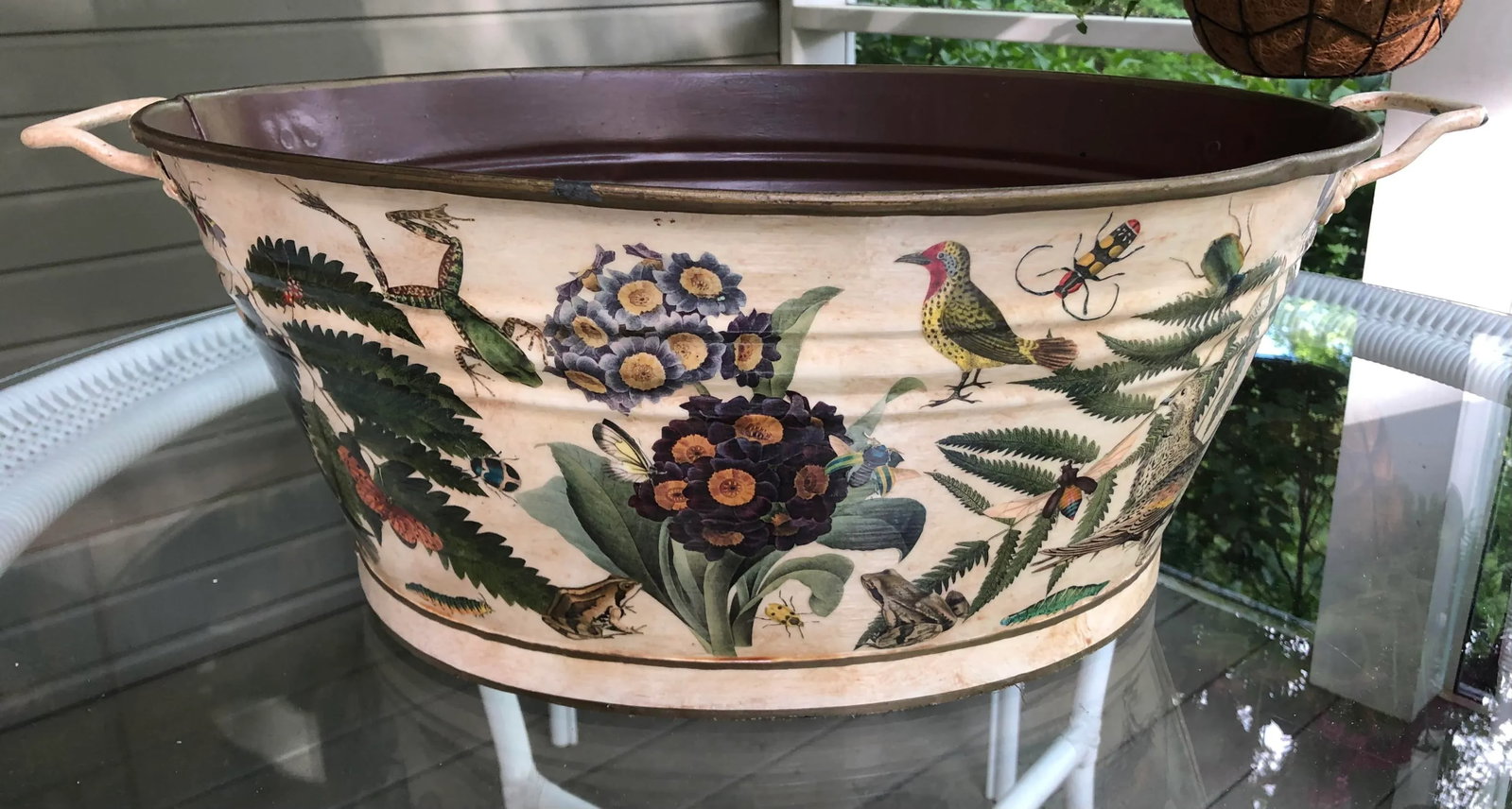 1990s French Footbath With Susan Carson Decoupage - 2