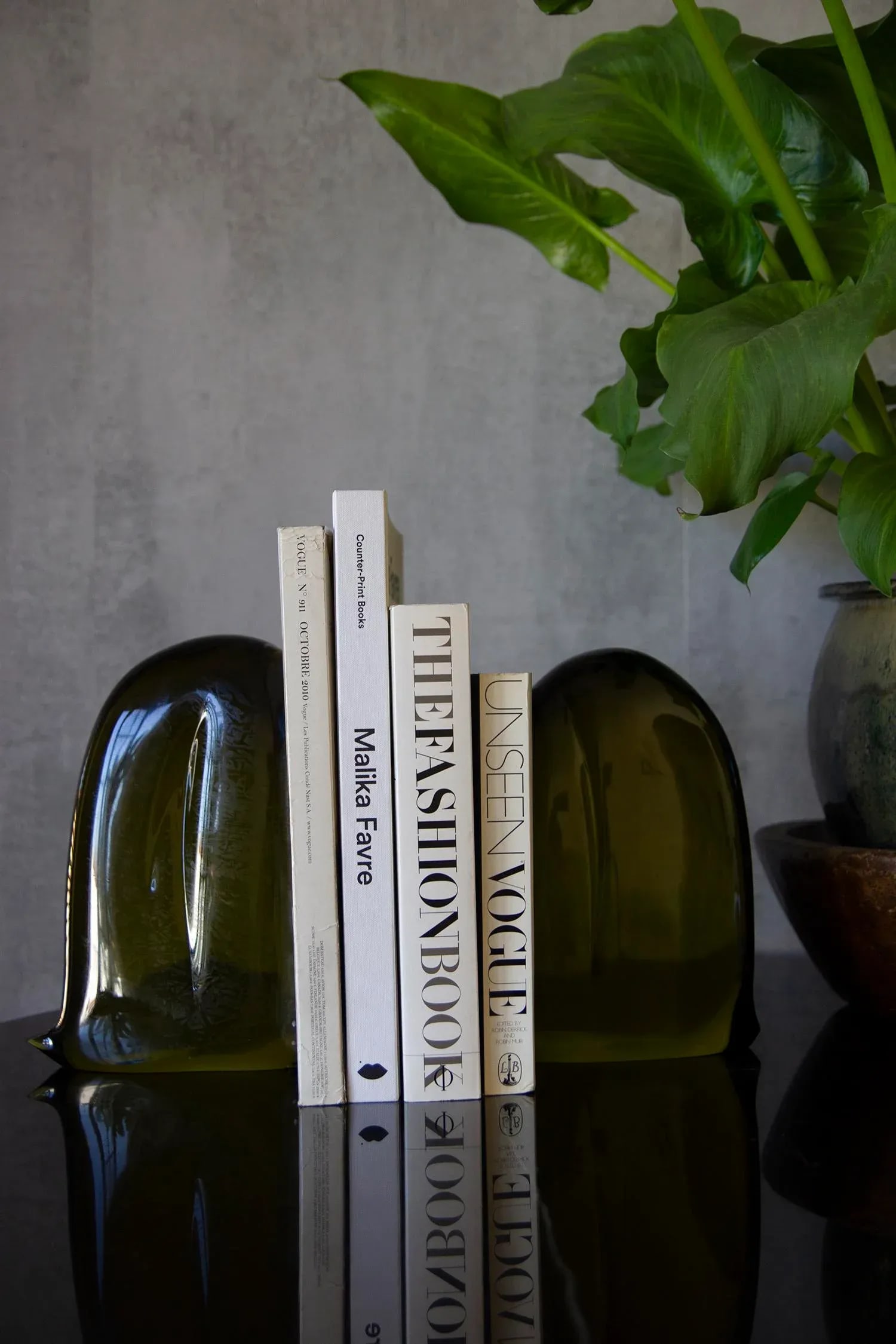 Vintage Mid-Century Modern Murano Amber Green Glass Bookends - a Pair - 6