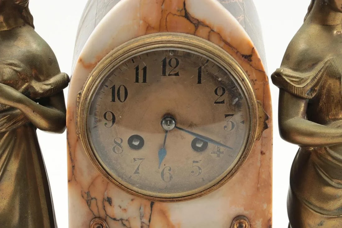 Late 19th Century French Art Nouveau Marble Clock Garniture - 3 Pieces - 4
