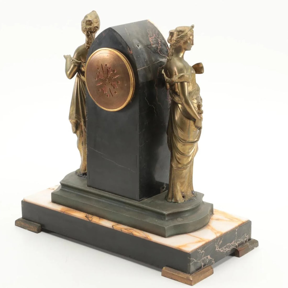 Late 19th Century French Art Nouveau Marble Clock Garniture - 3 Pieces - 5