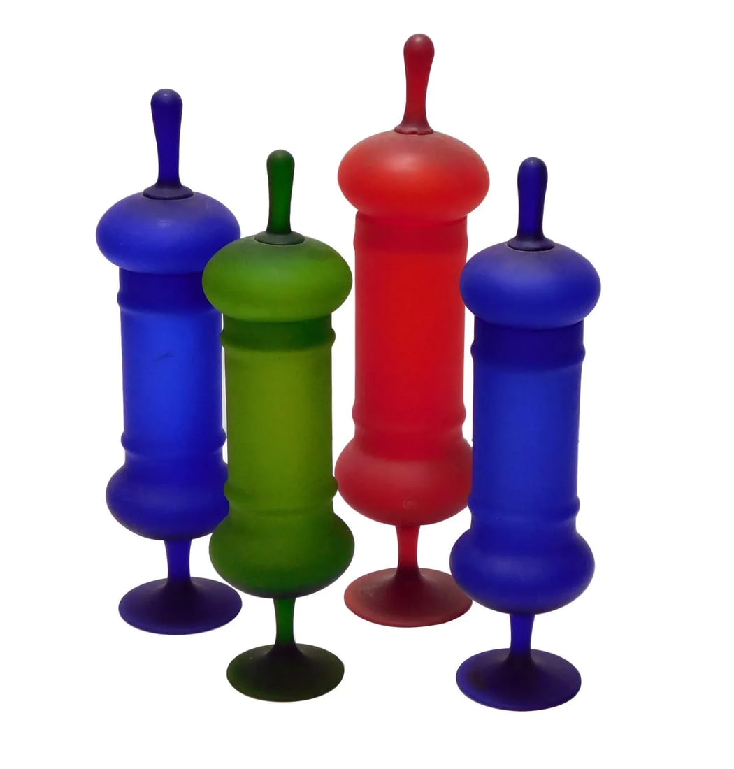 1960s Carlo Moretti Satin Glass Apothecary Jars - Set of 4 - 6