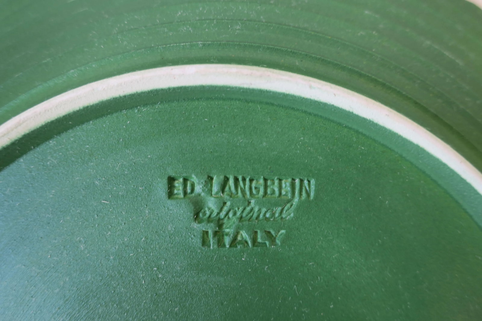 Italian Designer Green & Yellow Matte Pottery Plates with Lotus Leaf & Flower, 6 - 8