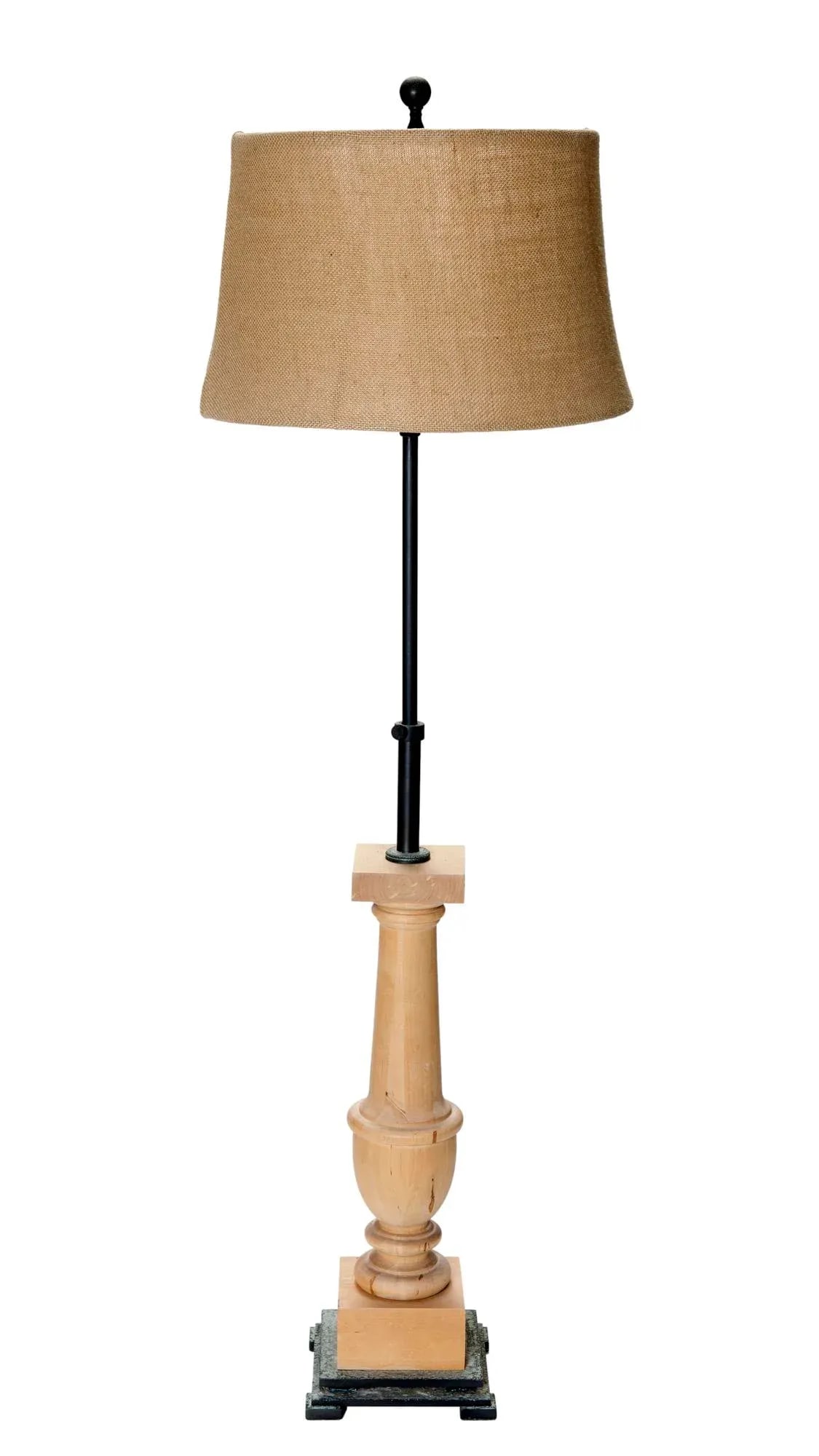Early 20th Century Extendable Wood Column Table Lamp - 2